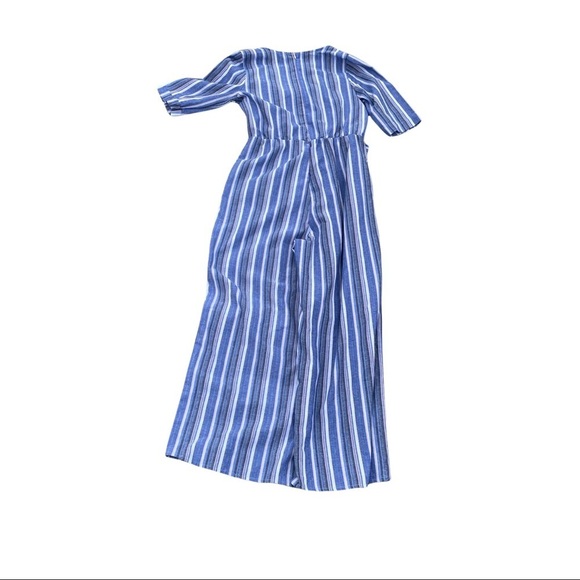 Rebellion Again Light Blue White Striped Tie-in-Front 3/4 Sleeve Jumper Romper M - Picture 8 of 11